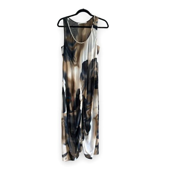 LAUREN VIDAL | Sheer Maxi Boho Black/Cream/Tan Dress (L) - Picture 1 of 5